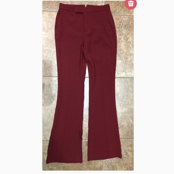 Nwt Zara Trousers Burgundy Flared Pants 